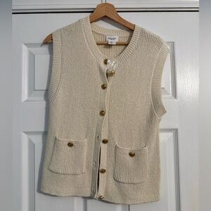 Song of Style Cream Knit Button Vest with Patch Pockets